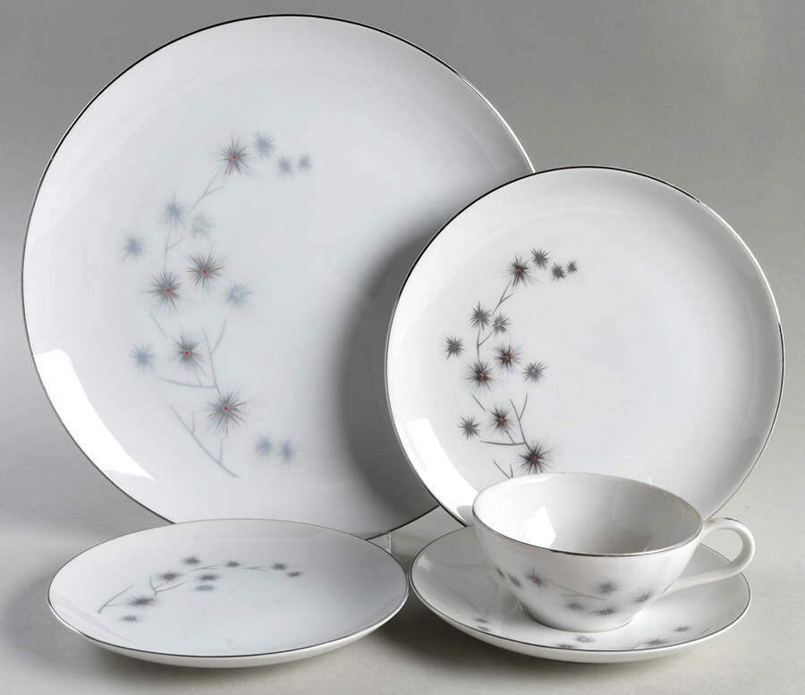 Platinum Star Burst 5 Piece Place Setting by Creative-1