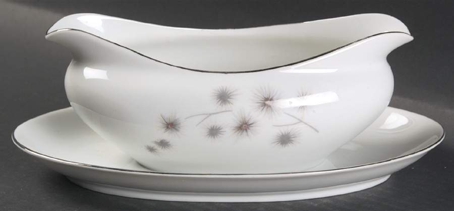 Platinum Star Burst Gravy Boat with Attached Underplate by Creative-1