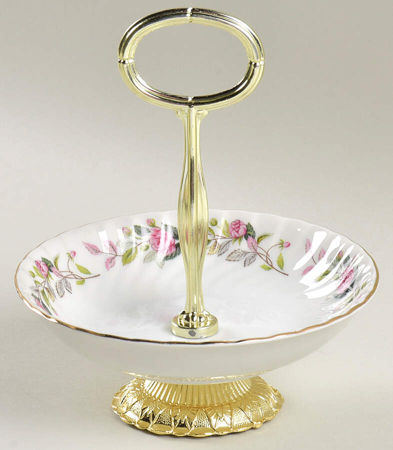 Regency Rose 6"-7" Handled Footed Nut Dish HC by Creative-1