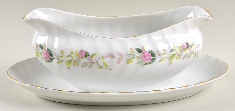 Regency Rose Gravy Boat with Attached Underplate by Creative-1