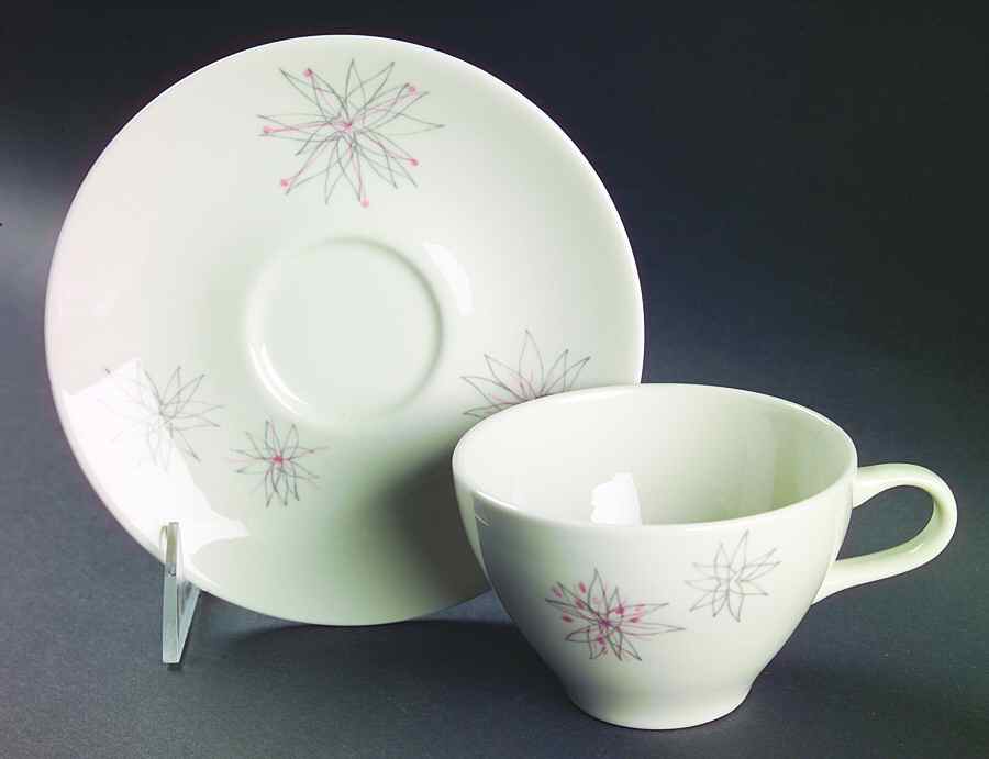 Pink Fancy Flat Cup & Saucer Set by Caribe-1