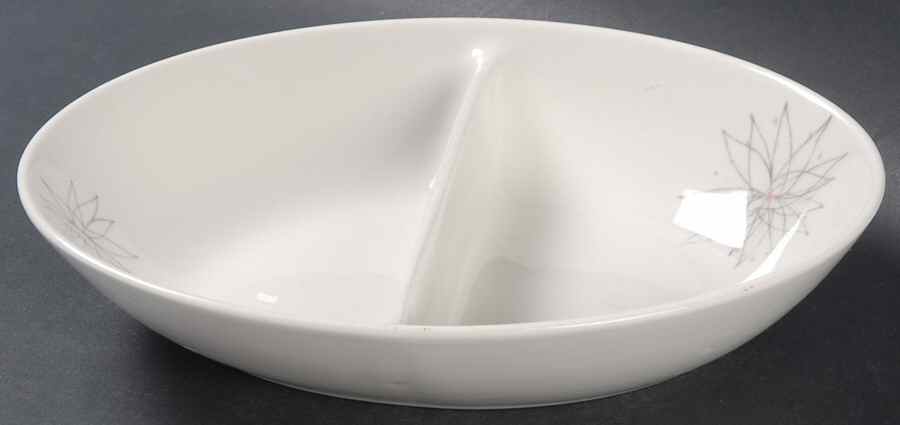 Pink Fancy 9" Oval Divided Vegetable Bowl by Caribe-1