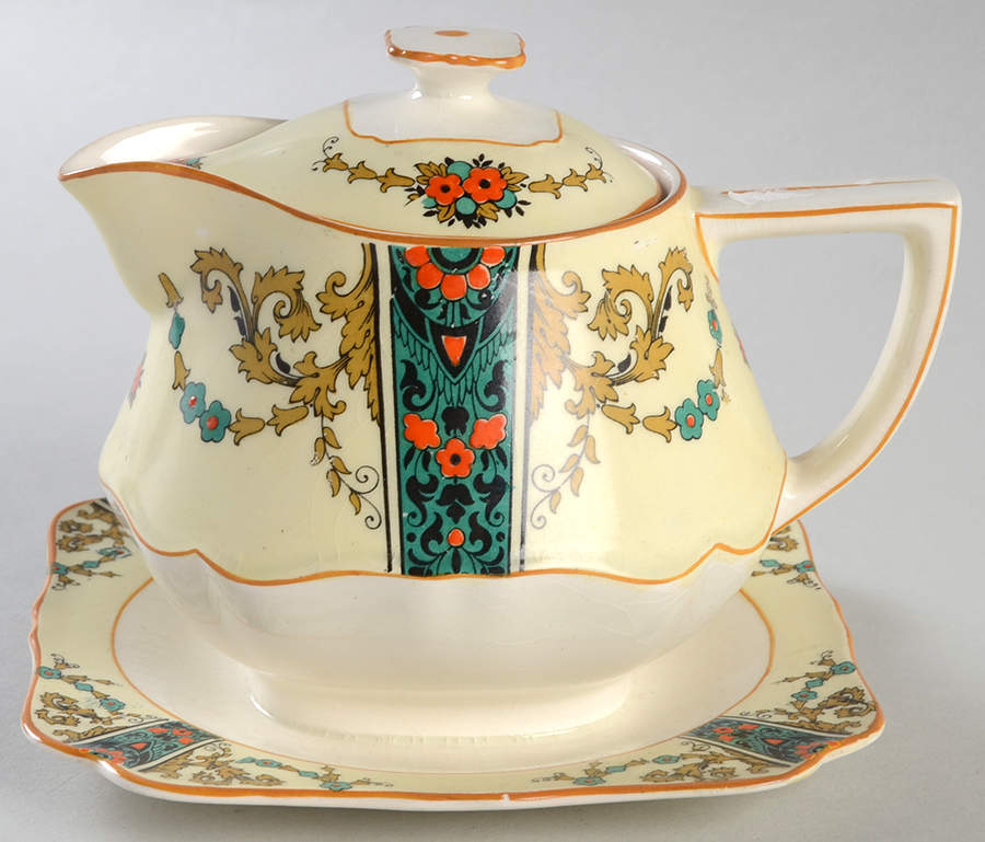 1491 Syrup with Lid and Attached Underplate by Crown Ducal-1