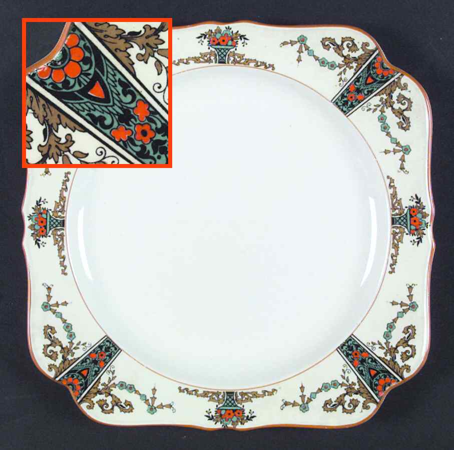 1491 Square Dinner Plate by Crown Ducal-1