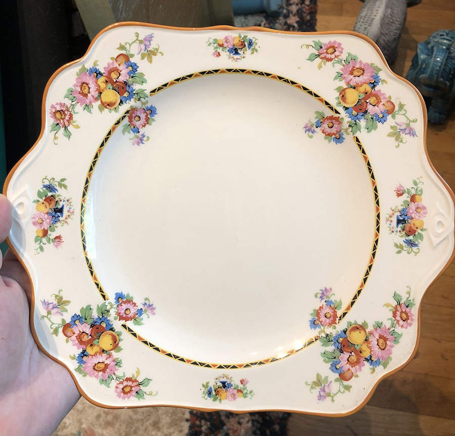 1504 Square Handled Cake Plate by Crown Ducal-1