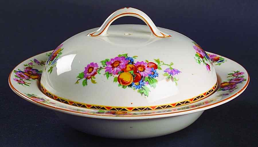 1504 Round Covered Butter by Crown Ducal-1