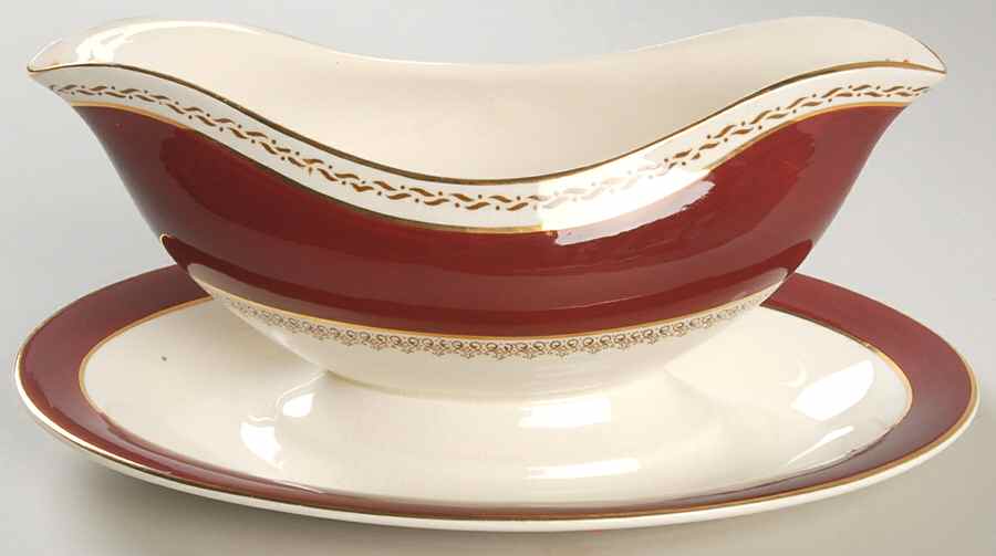 4745 Gravy Boat with Attached Underplate by Crown Ducal-1