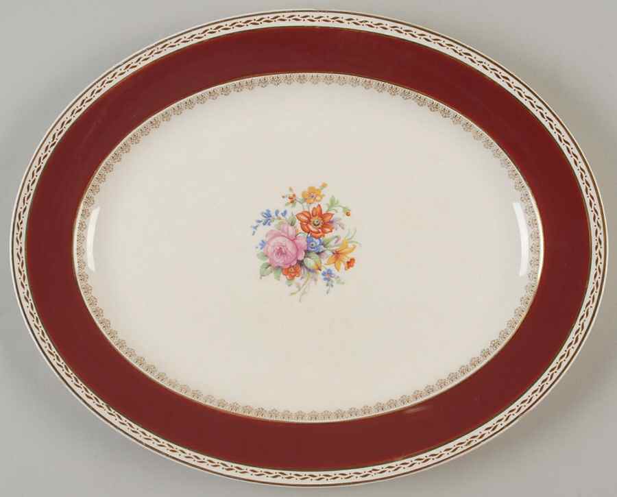 4745 12" Oval Serving Platter by Crown Ducal-1