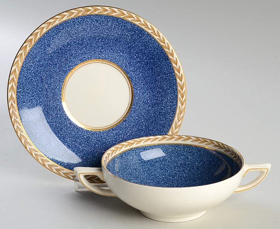5073 Flat Cream Soup Bowl & Saucer Set by Crown Ducal-1