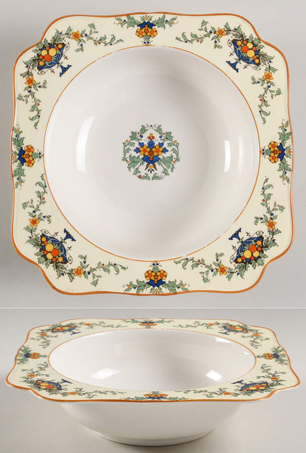 A1476 (Round, Scalloped) Square Vegetable No Lid by Crown Ducal-1