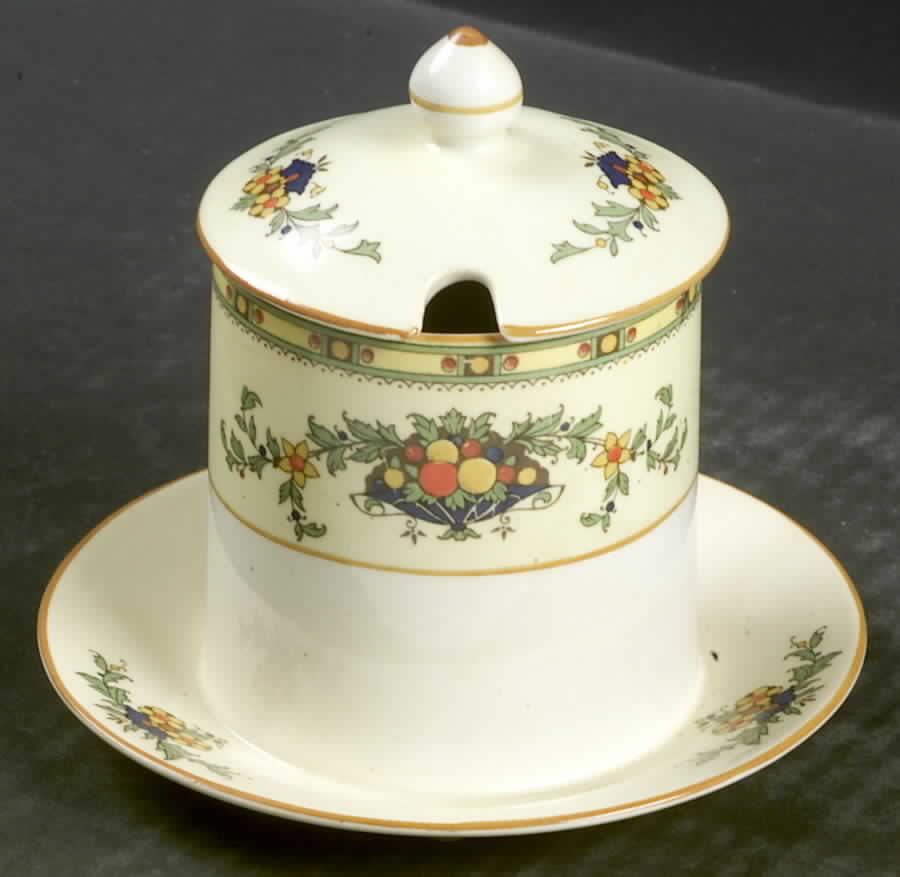 A1476 (Round, Scalloped) Jam/Jelly & Lid w/Attached Underplate by Crown Ducal-1