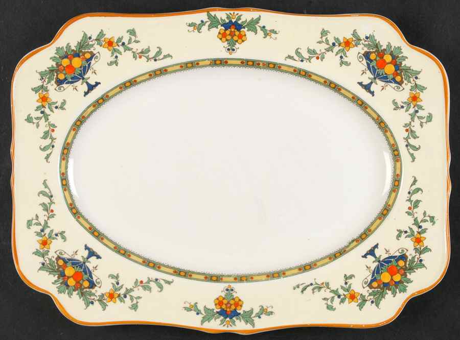 A1476 (Round, Scalloped) 10" Oval Serving Platter by Crown Ducal-1
