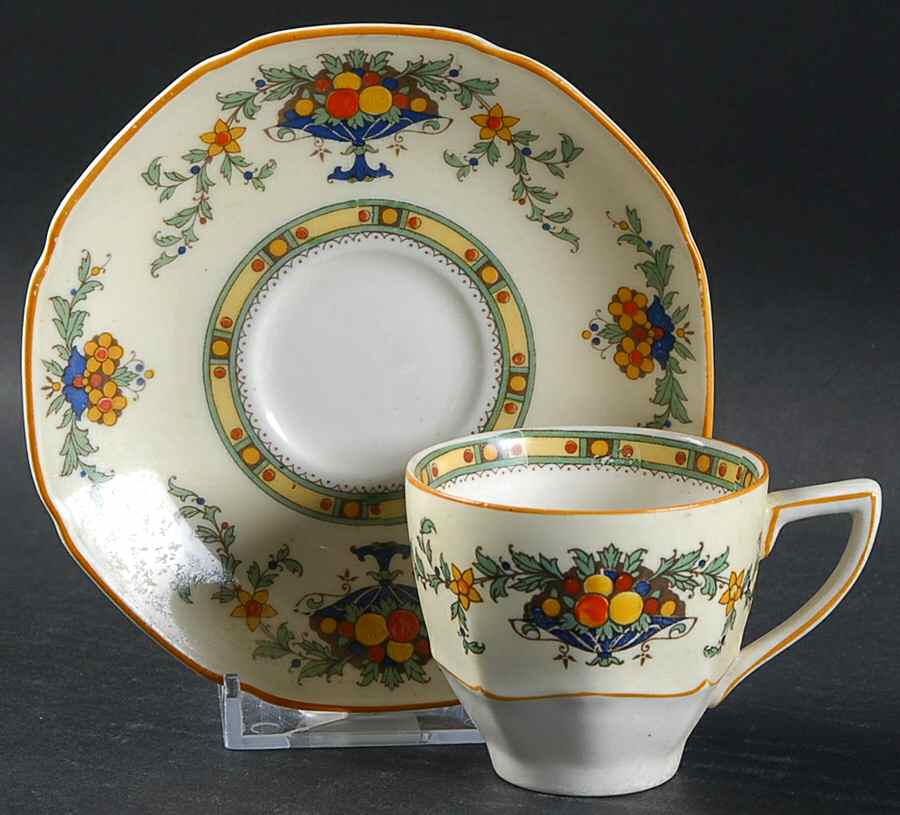 A1476 (Round, Scalloped) Flat Demitasse Cup & Saucer Set by Crown Ducal-1