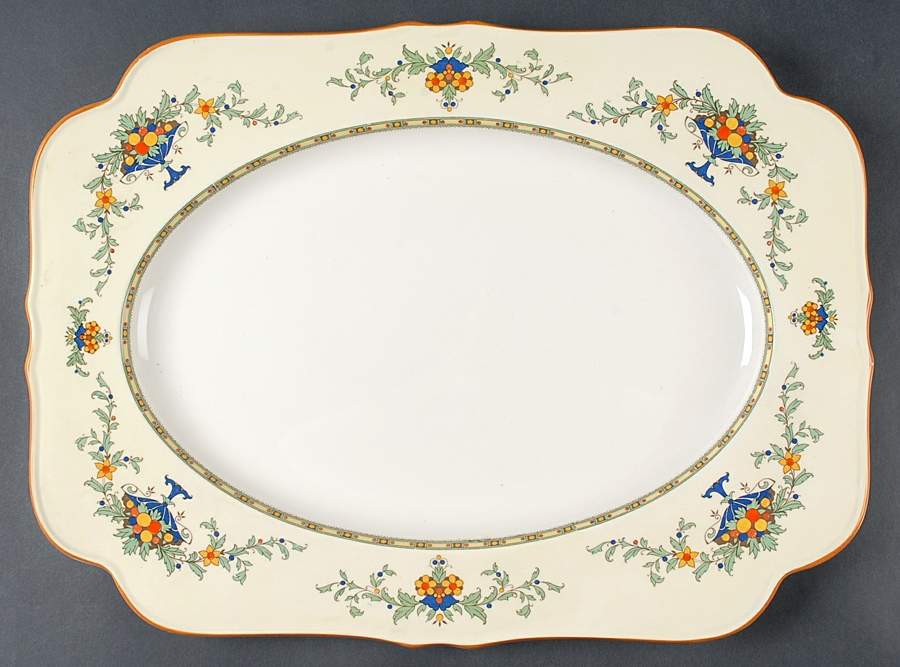 A1476 (Round, Scalloped) 18" Rectangular Serving Platter by Crown Ducal-1