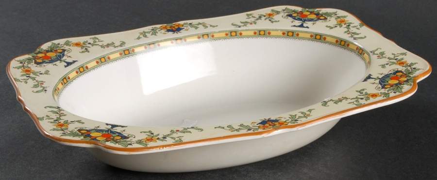 A1476 (Round, Scalloped) 9" Rectangular Vegetable Bowl by Crown Ducal-1