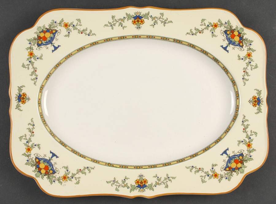 A1476 (Round, Scalloped) 14" Rectangular Serving Platter by Crown Ducal-1