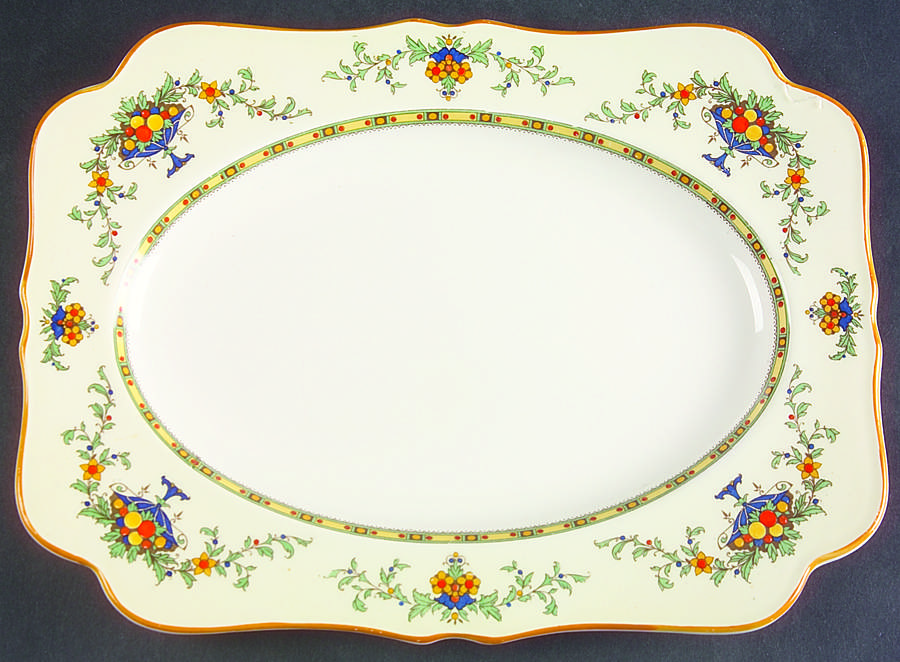 A1476 (Round, Scalloped) 12" Rectangular Serving Platter by Crown Ducal-1