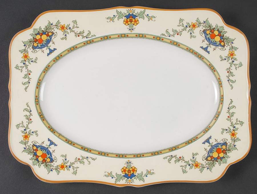 A1476 (Round, Scalloped) 10" Rectangular Serving Platter by Crown Ducal-1