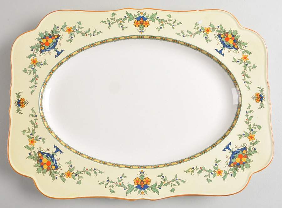 A1476 (Round, Scalloped) 16" Rectangular Serving Platter by Crown Ducal-1