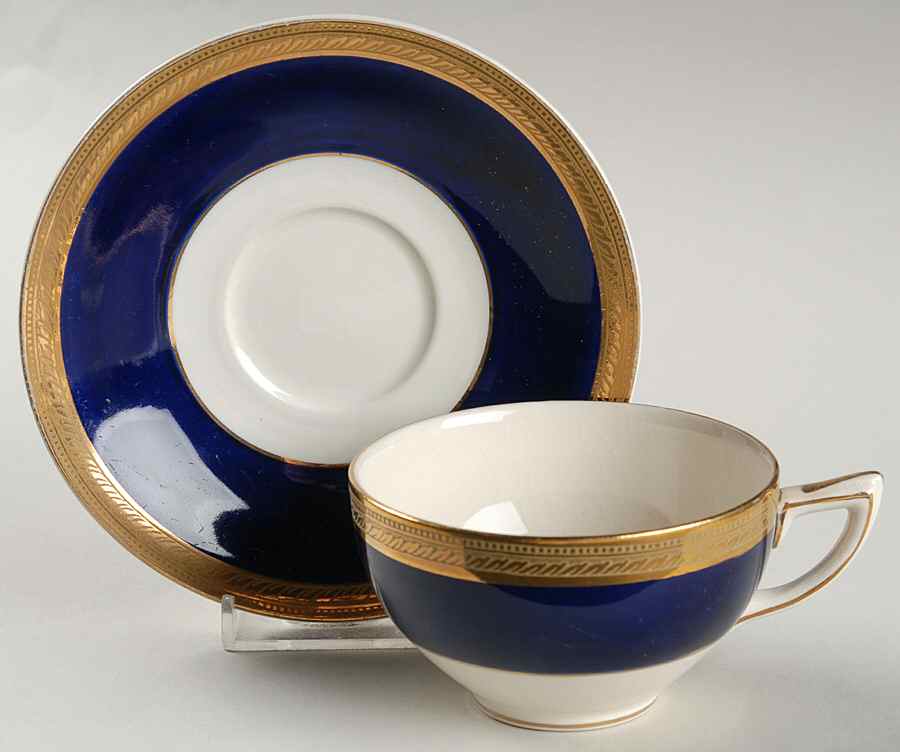 Admiral Blue Flat Cup & Saucer Set by Crown Ducal-1