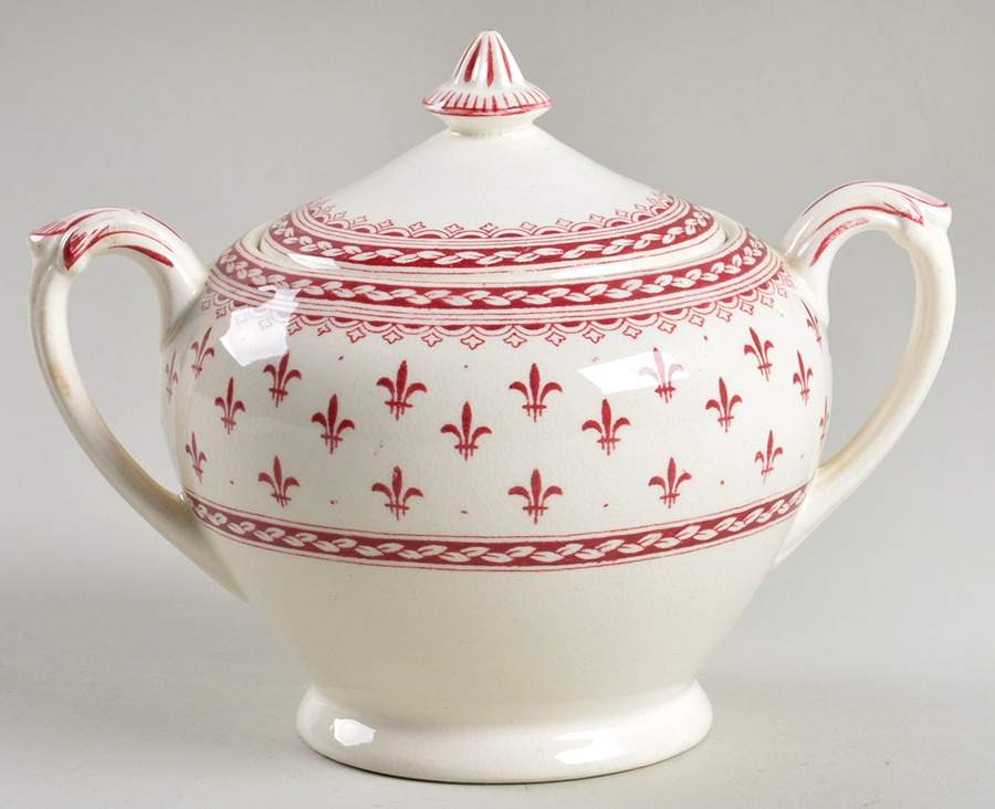 Albion Red Sugar Bowl & Lid by Crown Ducal-1