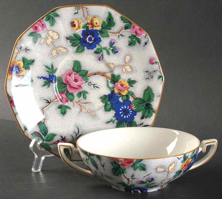 Ascot Flat Cream Soup Bowl & Saucer Set by Crown Ducal-1