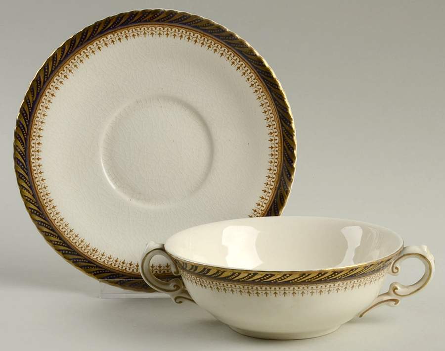 Athena Flat Cream Soup Bowl & Saucer Set by Crown Ducal-1
