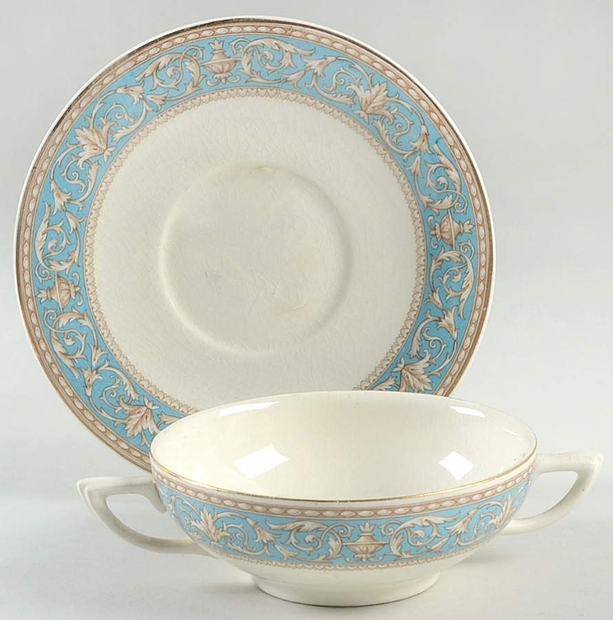 Atlanta Flat Cream Soup Bowl & Saucer Set by Crown Ducal-1