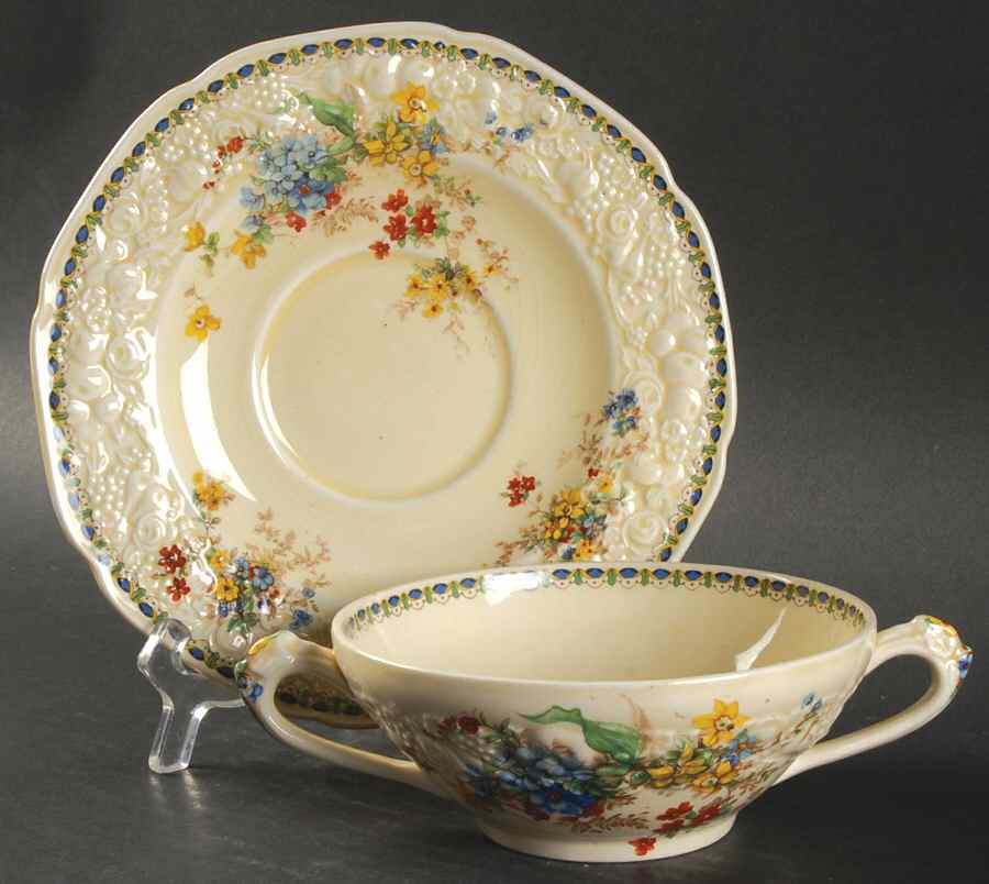 Berkshire Flat Cream Soup Bowl & Saucer Set by Crown Ducal-1