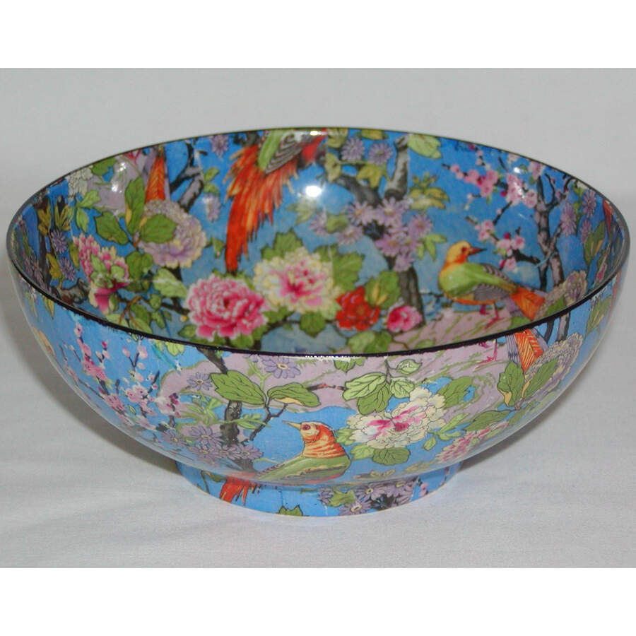 Blue Chintz (Black Trim) Coupe Cereal Bowl by Crown Ducal-1