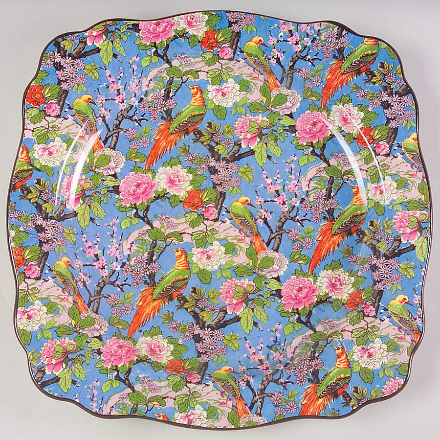 Blue Chintz (Black Trim) Square Dinner Plate by Crown Ducal-1