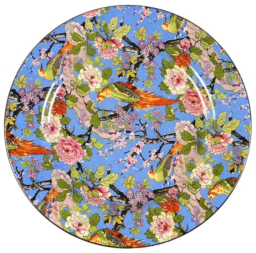 Blue Chintz (Black Trim) Salad/Dessert Plate by Crown Ducal-1