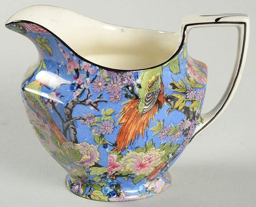 Blue Chintz (Black Trim) Creamer by Crown Ducal-1