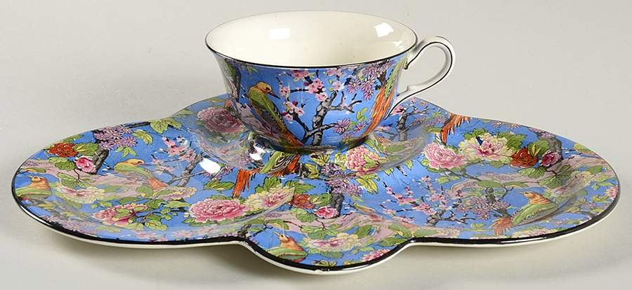 Blue Chintz (Black Trim) Tea & Toast Set (TETCSP & CULM1) by Crown Ducal-1