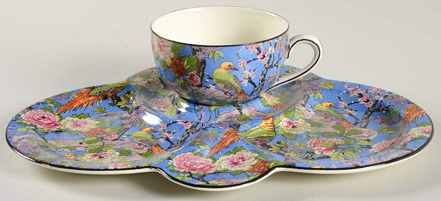 Blue Chintz (Black Trim) Tea & Toast Set (TETCSP & CUPFL) by Crown Ducal-1