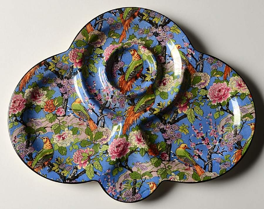 Blue Chintz (Black Trim) Snack Plate for Tea & Toast Set by Crown Ducal-1