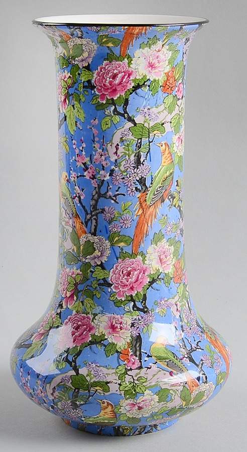 Blue Chintz (Black Trim) 9" Vase by Crown Ducal-1