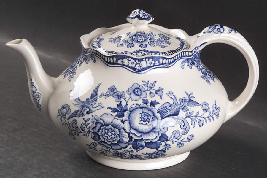 Bristol Blue Scalloped Teapot & Lid by Crown Ducal-1