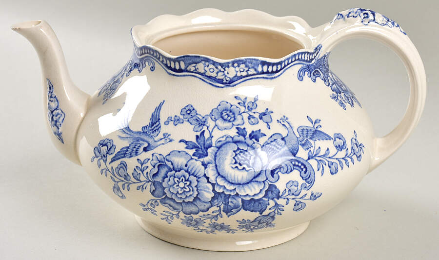 Bristol Blue Scalloped Teapot No Lid by Crown Ducal-1