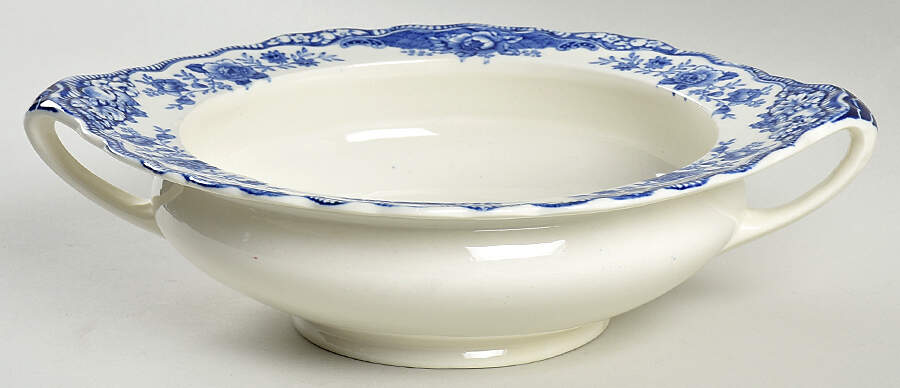 Bristol Blue Scalloped Round Vegetable No Lid by Crown Ducal-1