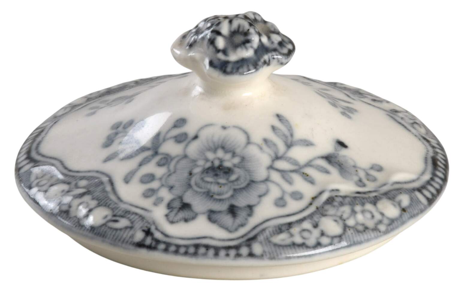 Bristol Blue Scalloped Lid for Sugar Bowl by Crown Ducal-1