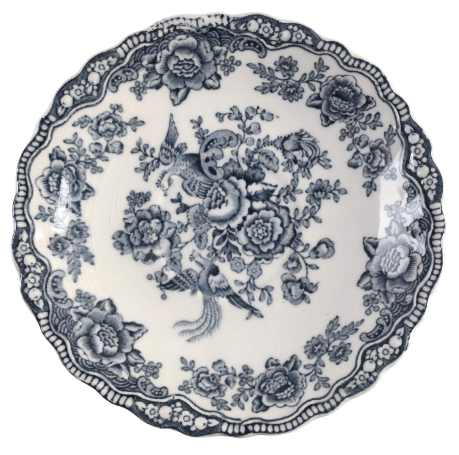 Bristol Blue Scalloped Saucer for Footed Cup by Crown Ducal-1