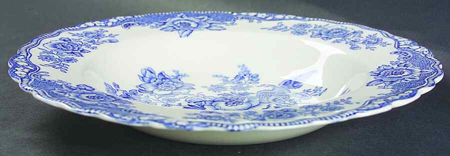 Bristol Blue Scalloped Rim Soup Bowl by Crown Ducal-1