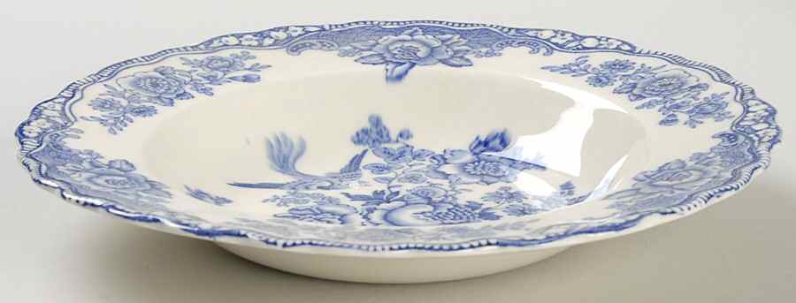 Bristol Blue Scalloped Rim Soup Bowl by Crown Ducal-1