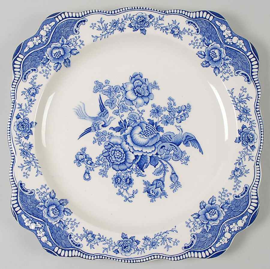 Bristol Blue Scalloped 11" Square Chop Plate by Crown Ducal-1