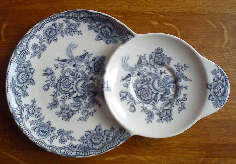 Bristol Blue Scalloped Plate for Dessert Plate & Cup Set by Crown Ducal-1