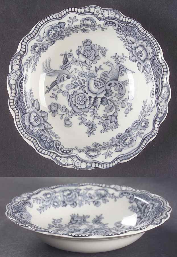Bristol Dove Grey Rim Fruit/Dessert (Sauce) Bowl by Crown Ducal-1