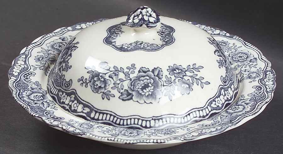 Bristol Dove Grey Round Covered Butter by Crown Ducal-1