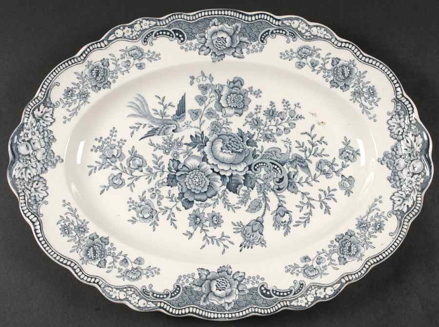 Bristol Dove Grey 16" Oval Serving Platter by Crown Ducal-1