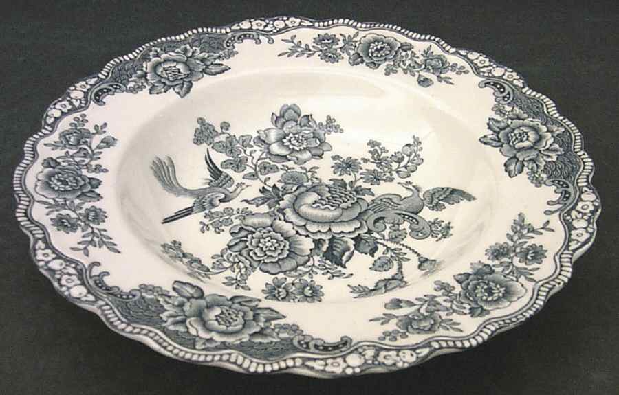 Bristol Dove Grey Rim Soup Bowl by Crown Ducal-1